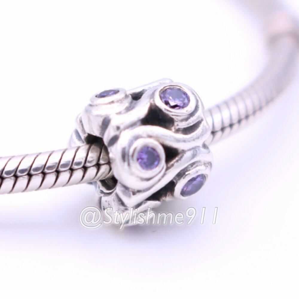 Authentic PANDORA Retired Ocean Wave with Purple CZ Charm - 790369ACZ